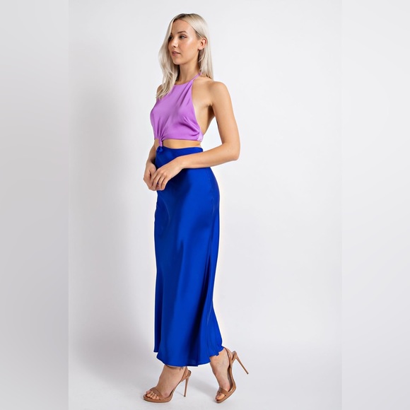 Edit by nine TD2287 color block cutout mock neck maxi dress - Picture 4 of 5